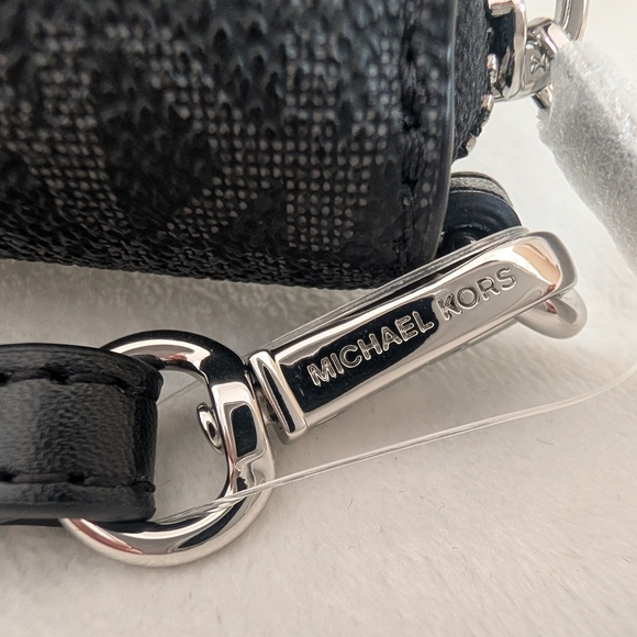 Michael Kors Black Monogram Wristlet Wallet NWT Silver Hardware - Picture 3 of 7